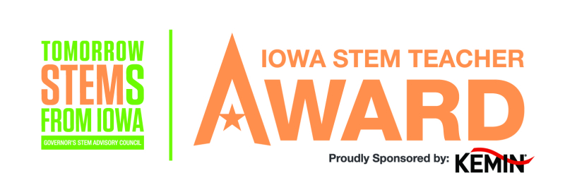 Iowa STEM Teacher Award logo.